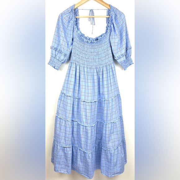 Hill House Nelsi Nap Dress in Diana Blue Check - Picture 2 of 13